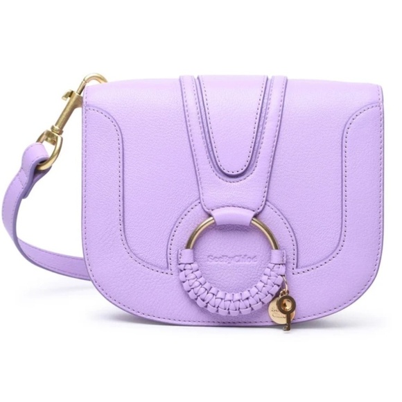NWT SEE BY CHLOE LILAC Hana Flap Over Leather Crossbody New with Tag - Picture 1 of 9